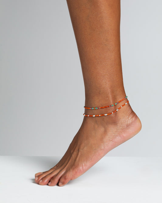 Cavigliera donna zirconi sfaccettati arancio Argento – Alary Era