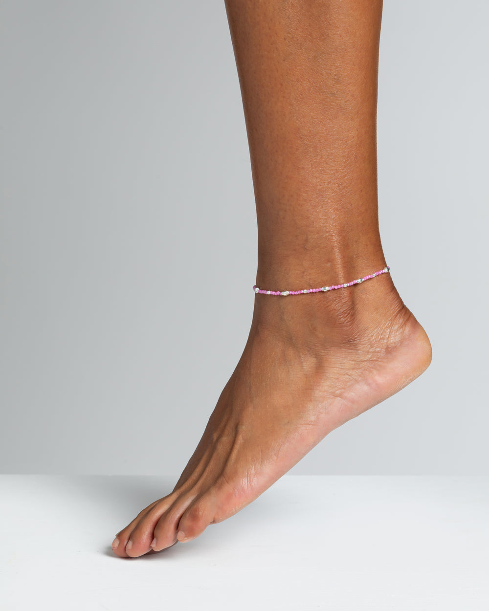 Women's anklet faceted pink zircons Silver – Alary Era Collection