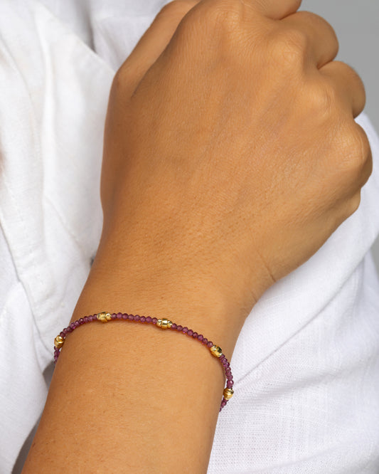 Bracciale donna rodonite garnet sfaccettati Dorato – Alary Era Collection