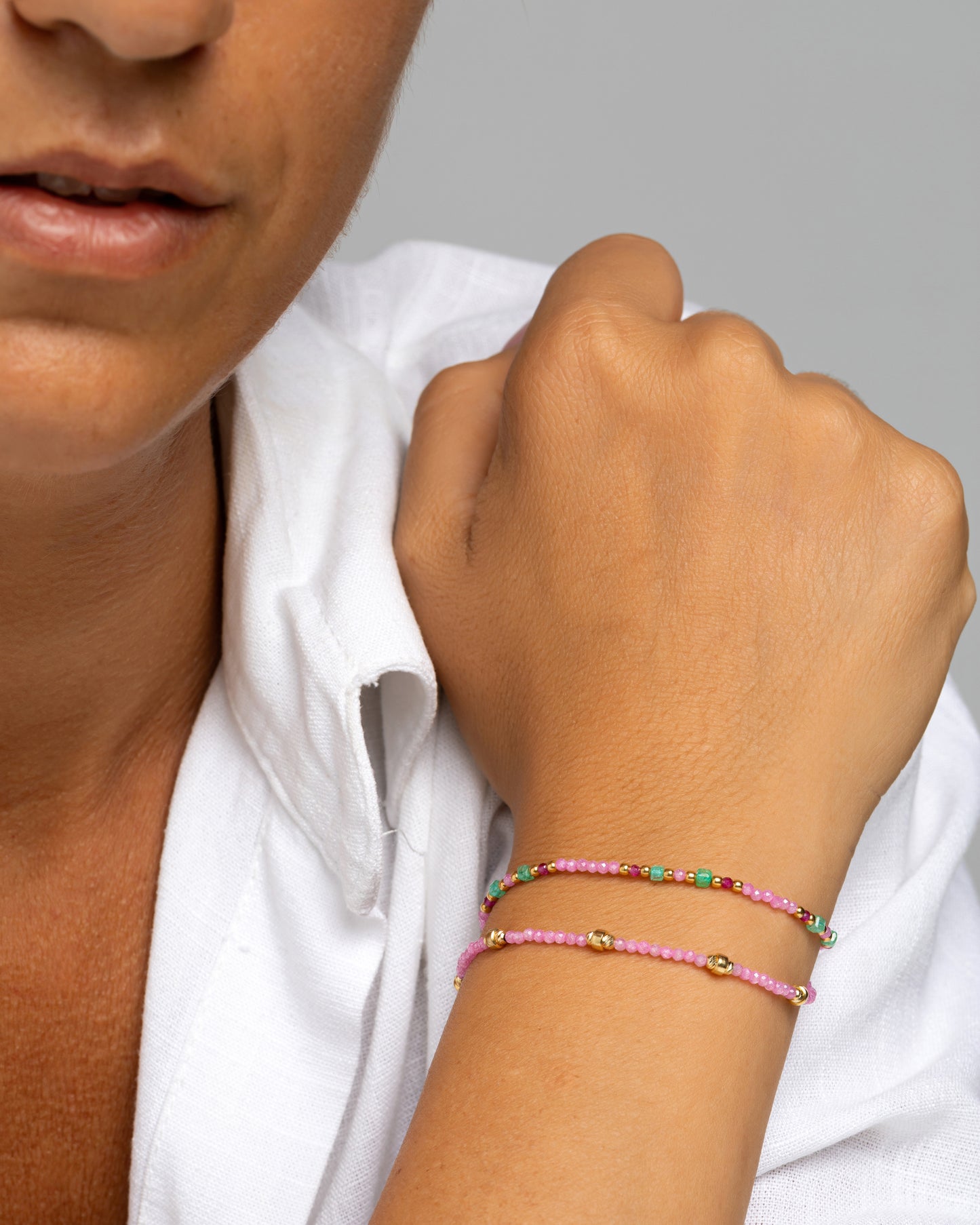 Women's bracelet faceted pink zircons Gold – Alary Era Collection