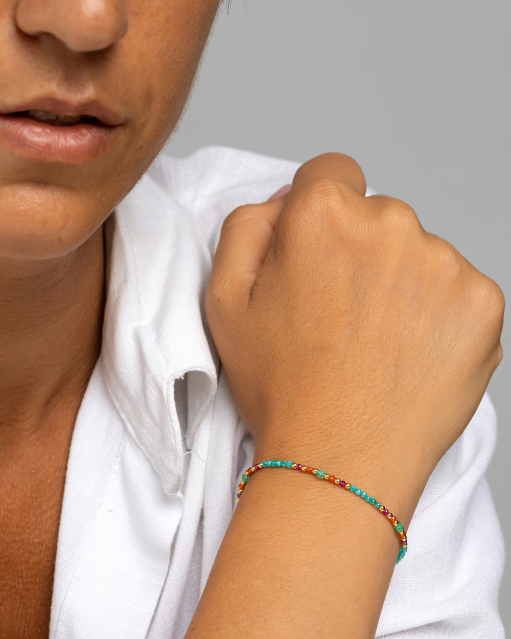 Women's bracelet faceted tiffany green zircons Gold – Alary Athena Collection