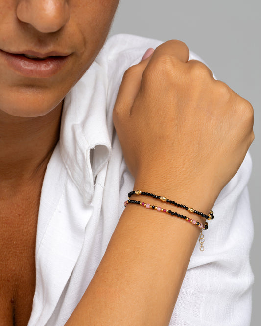 Bracciale donna spinello nero sfaccettato Dorato – Alary Athena Collection