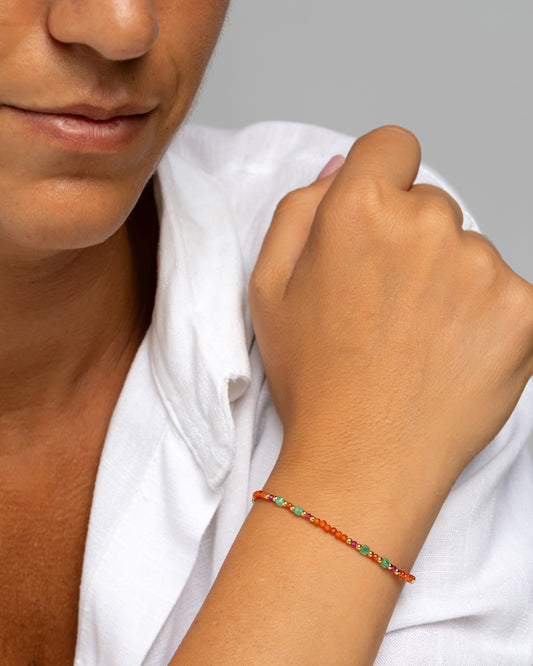 Bracciale donna zirconi sfaccettati arancio Dorato – Alary Athena Collection