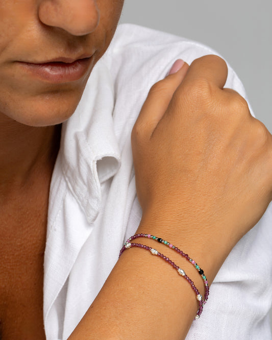 Bracciale donna rodonite garnet sfaccettati Argento – Alary Era Collection