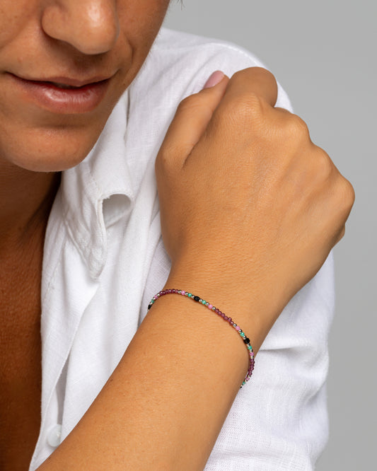 Bracciale donna rodonite garnet sfaccettata Argento – Alary Athena Collection