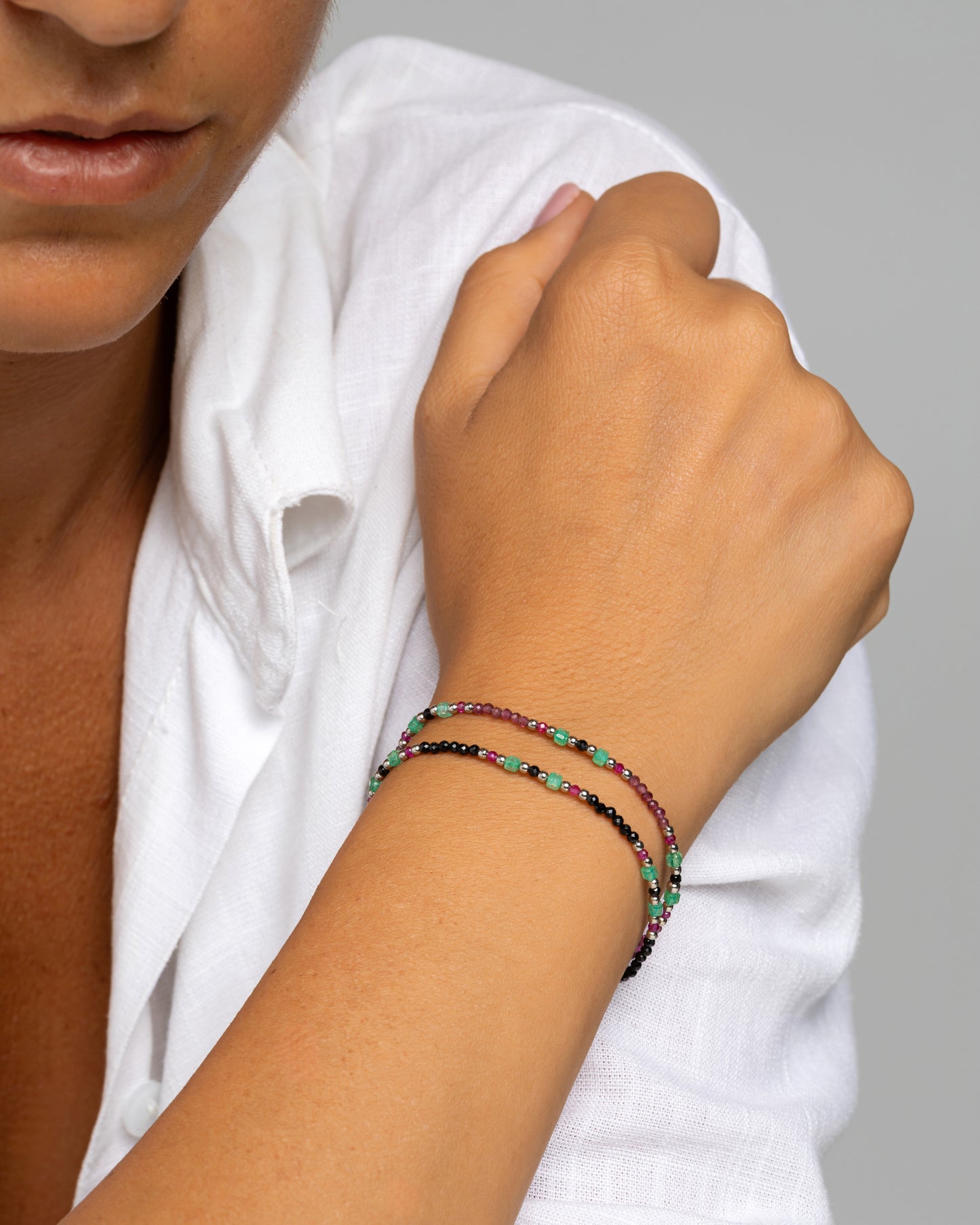 Women's bracelet faceted rhodonite garnet Silver – Alary Athena Collection