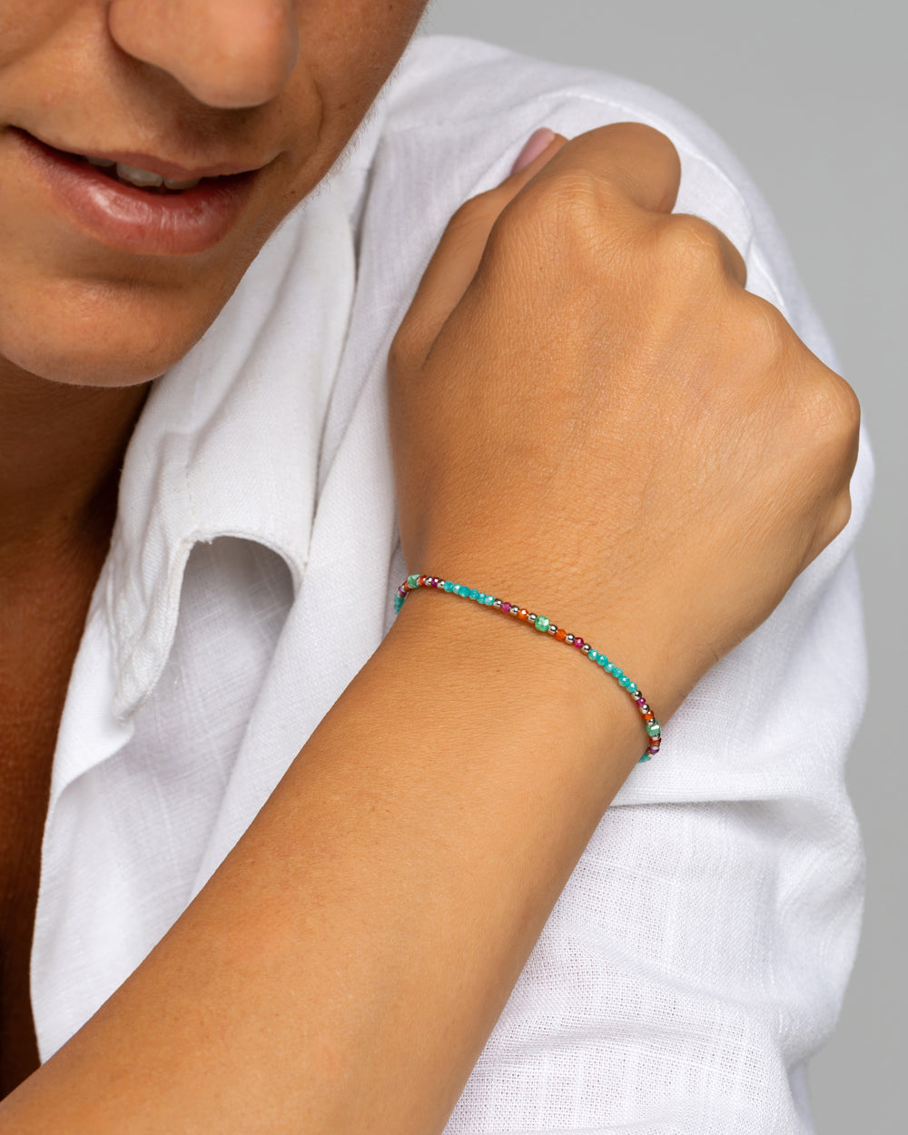 Women's bracelet faceted tiffany green zircons Silver – Alary Athena Collection