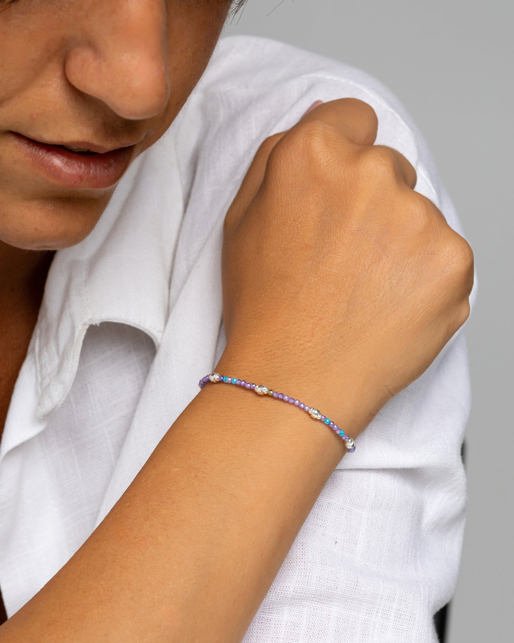 Women's bracelet faceted violet zircons Silver – Alary Era Collection