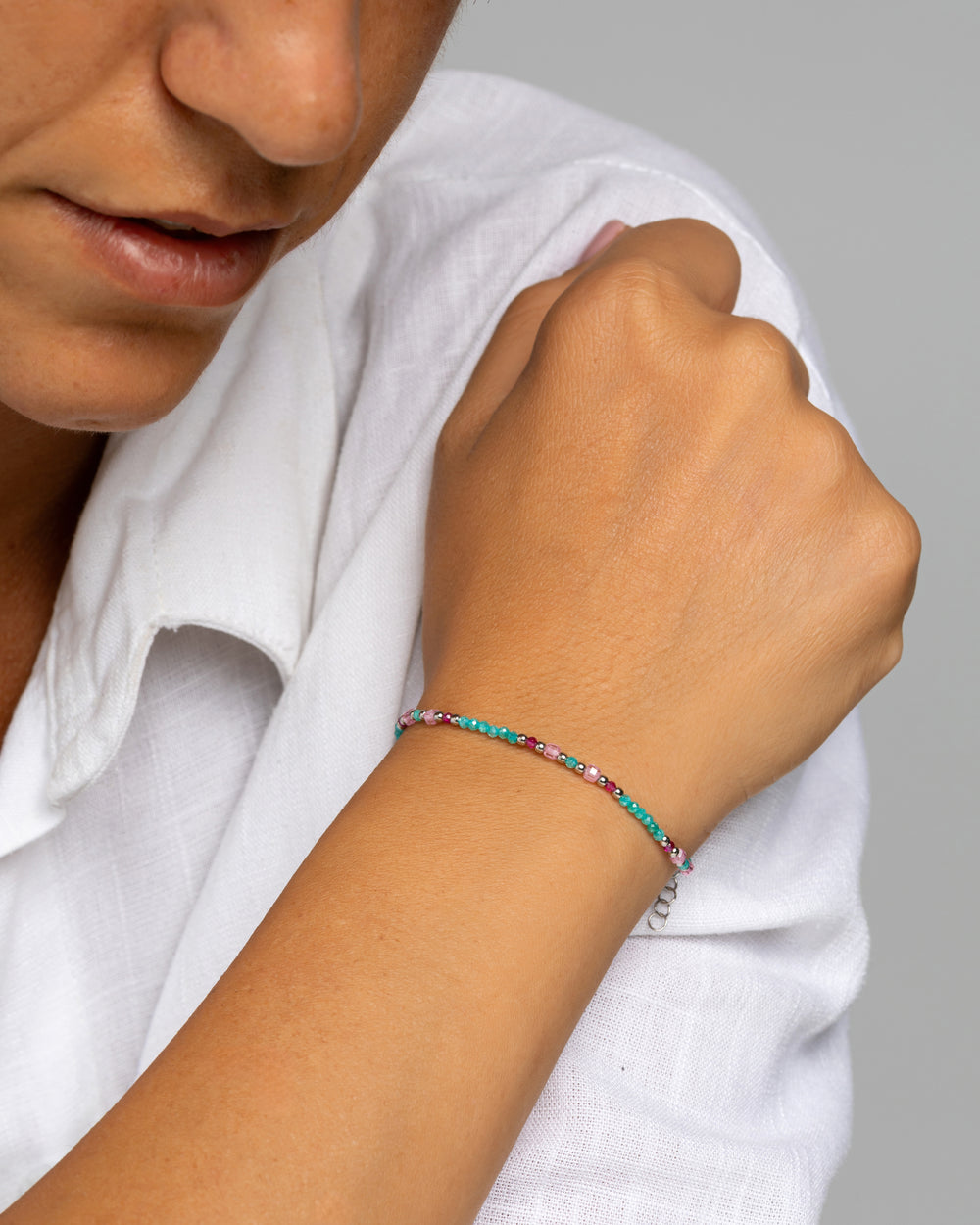 Women's bracelet faceted tiffany green zircons Silver – Alary Athena Collection