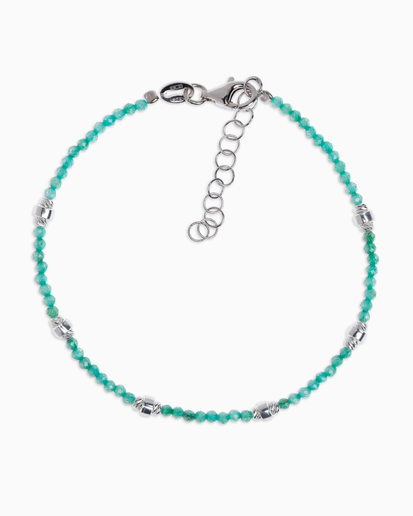 Women's bracelet faceted tiffany green zircons Silver – Alary Era Collection