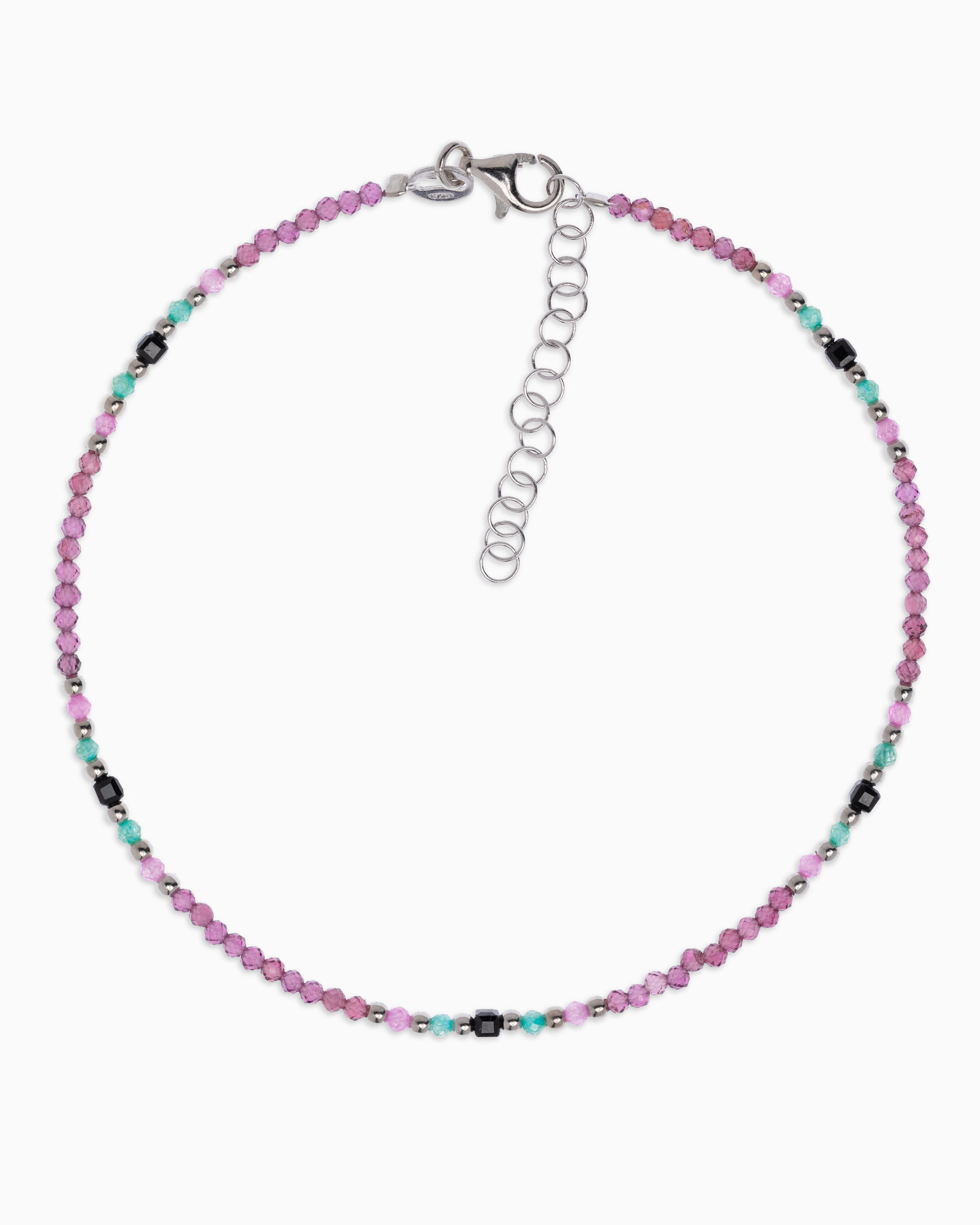 Women's anklet faceted rhodonite garnet Silver – Alary Athena Collection