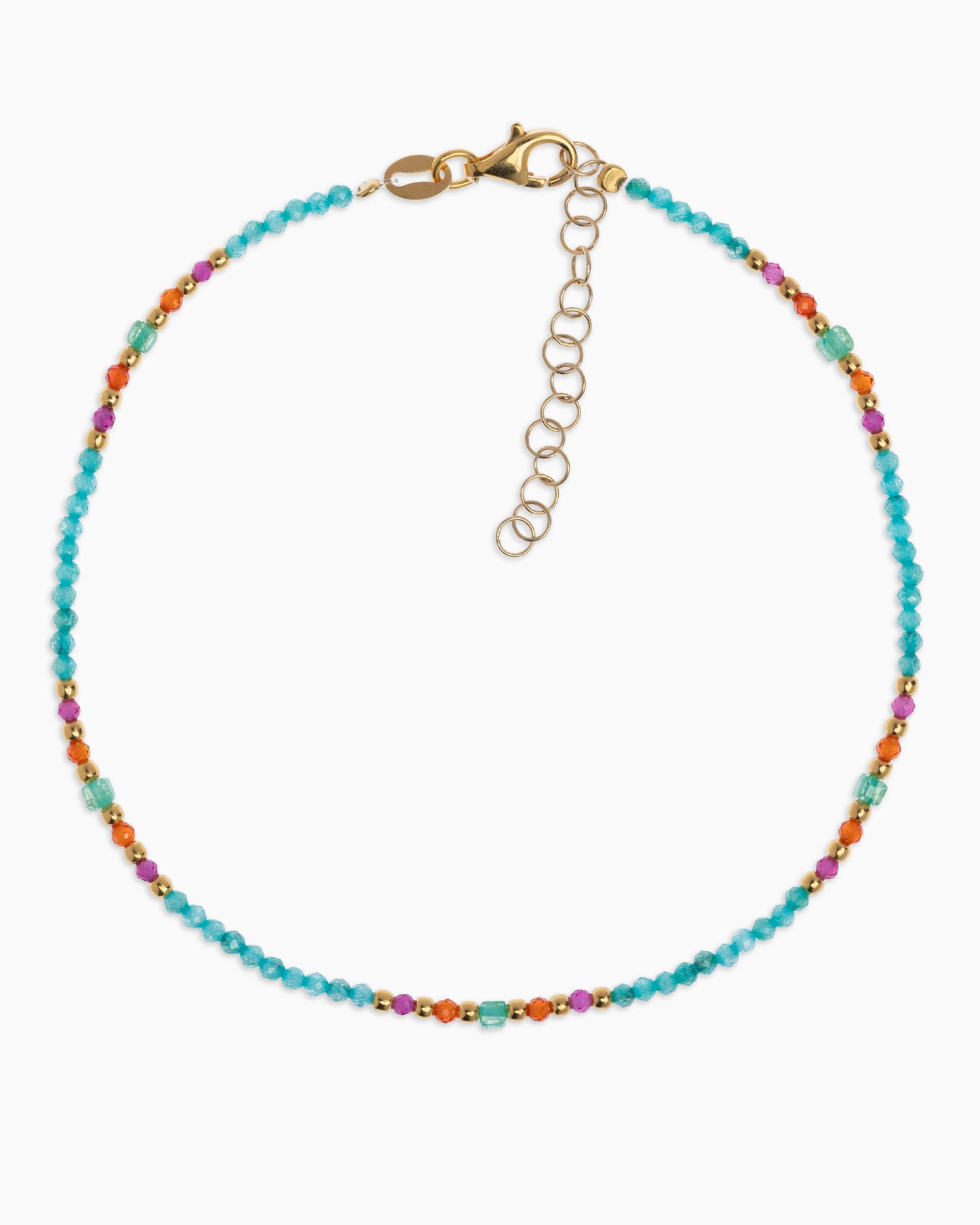 Women's anklet faceted tiffany green zircons Gold – Alary Athena Collection