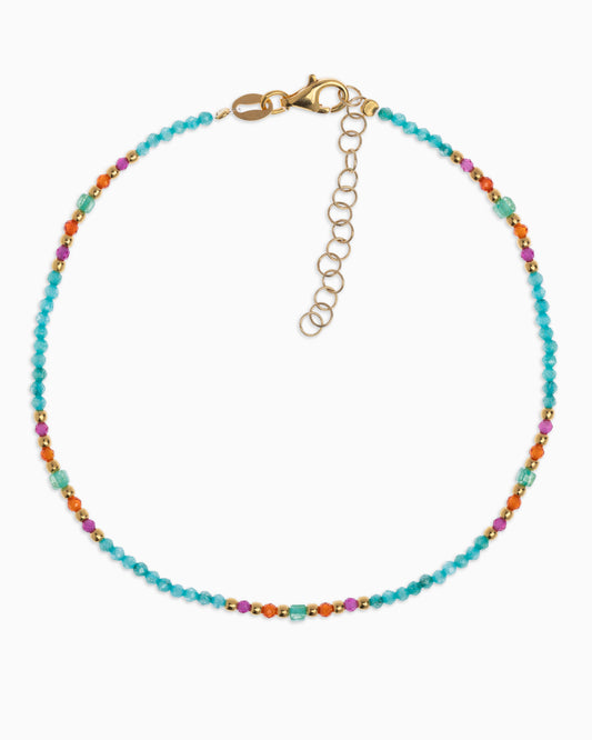 Women's anklet faceted tiffany green zircons Gold – Alary Athena Collection