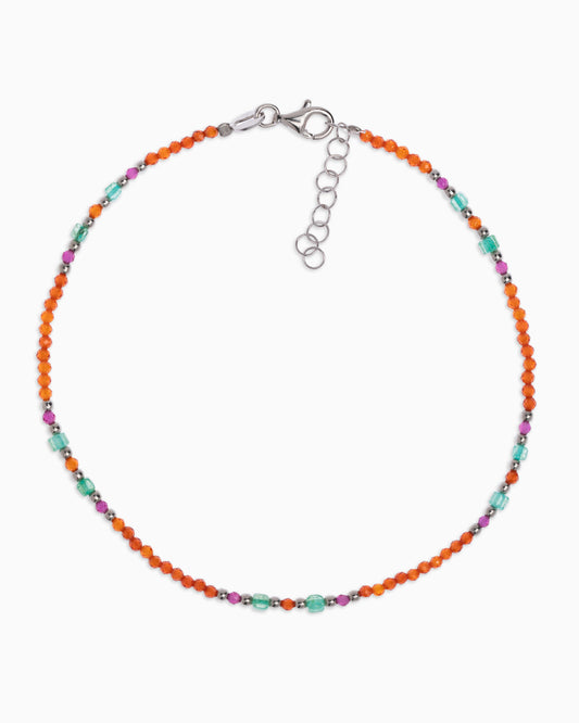 Women's anklet faceted orange zircons Silver – Alary Athena Collection