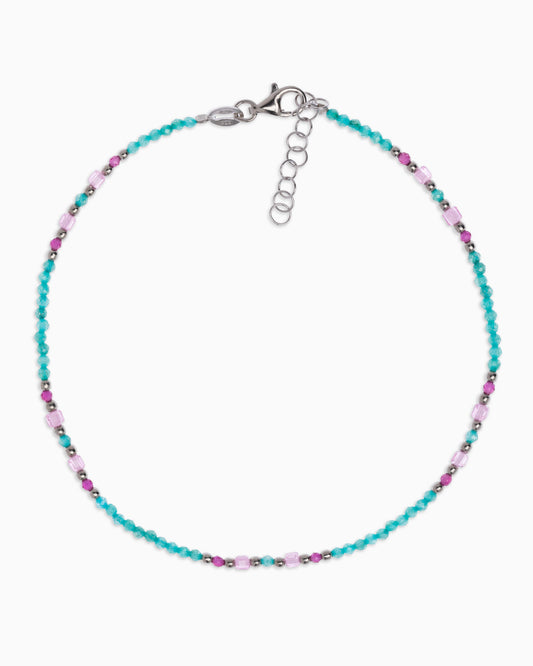 Women's anklet faceted tiffany green zircons Silver – Alary Athena Collection