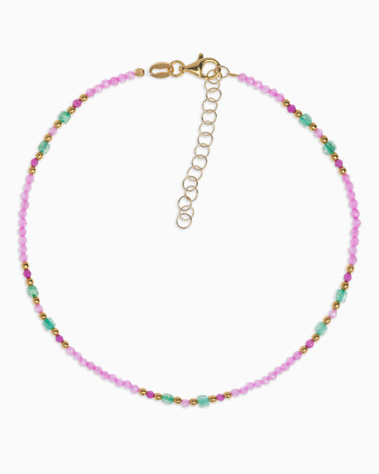 Women's anklet faceted pink zircons Gold – Alary Athena Collection