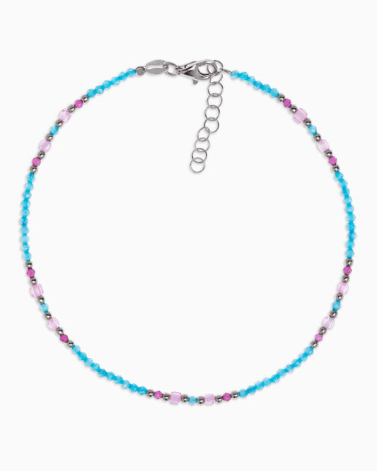 Women's anklet faceted blue zircons Silver – Alary Athena Collection