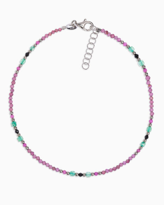 Women's anklet faceted rhodonite garnet Silver – Alary Athena Collection