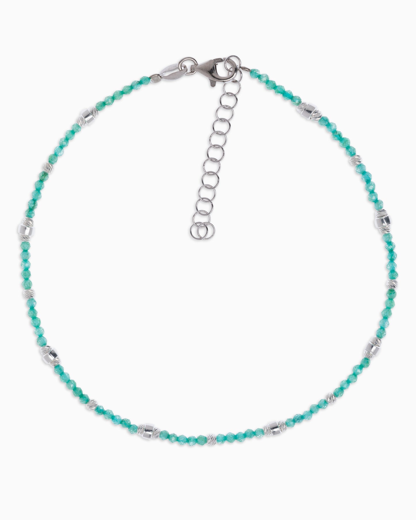 Women's anklet faceted tiffany green zircons Silver – Alary Era Collection