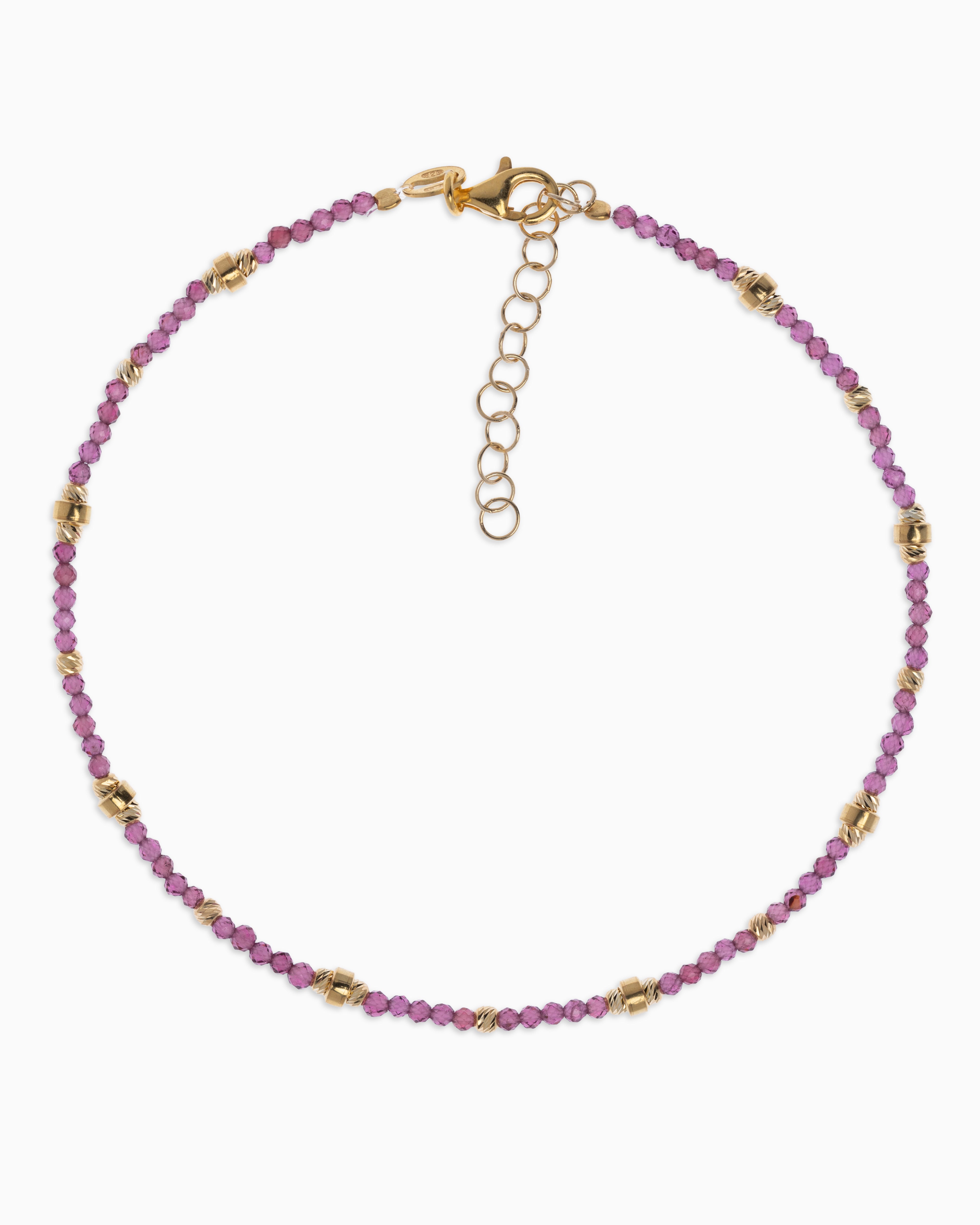 Women's anklet faceted rhodonite garnet Gold – Alary Era Collection