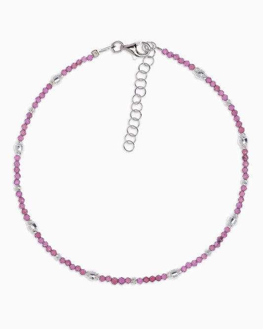 Women's anklet faceted rhodonite garnet Silver – Alary Era Collection