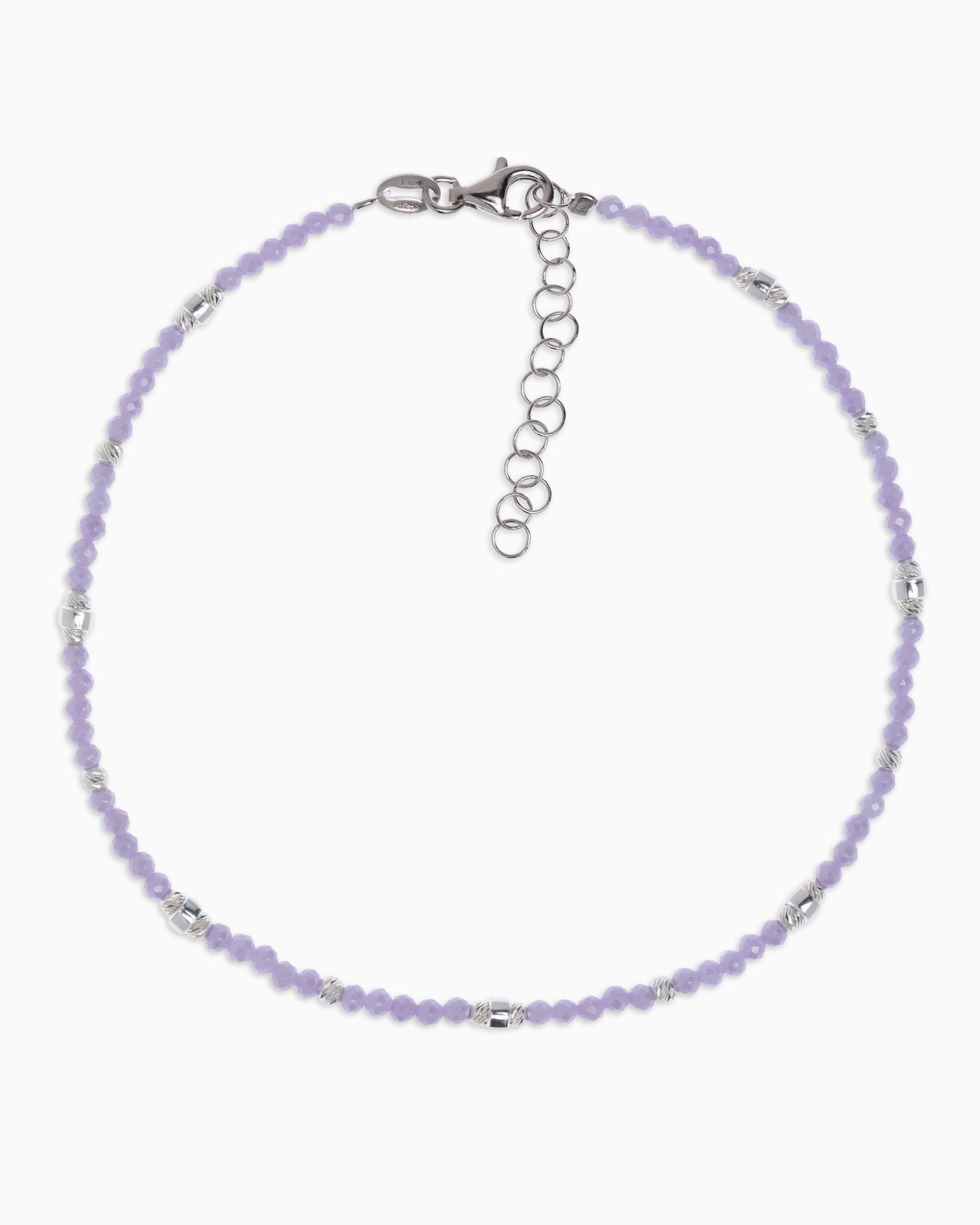 Women's anklet faceted lilac zircons Silver – Alary Era Collection