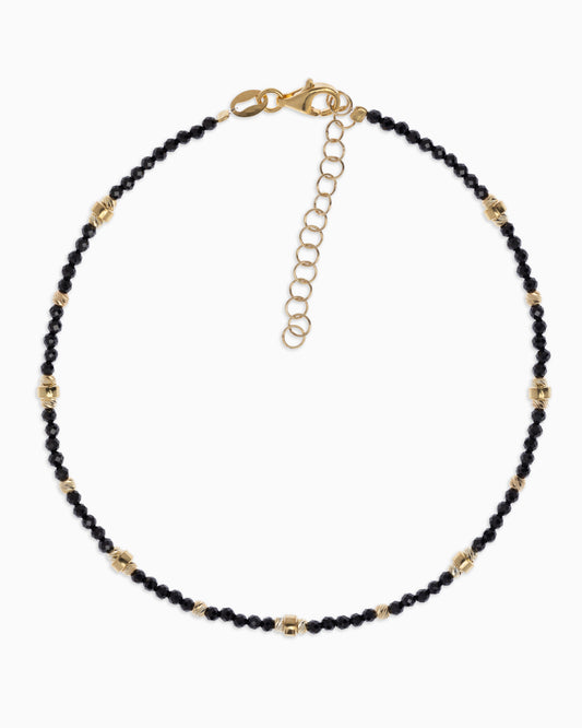 Women's anklet faceted black spinel Gold – Alary Era Collection