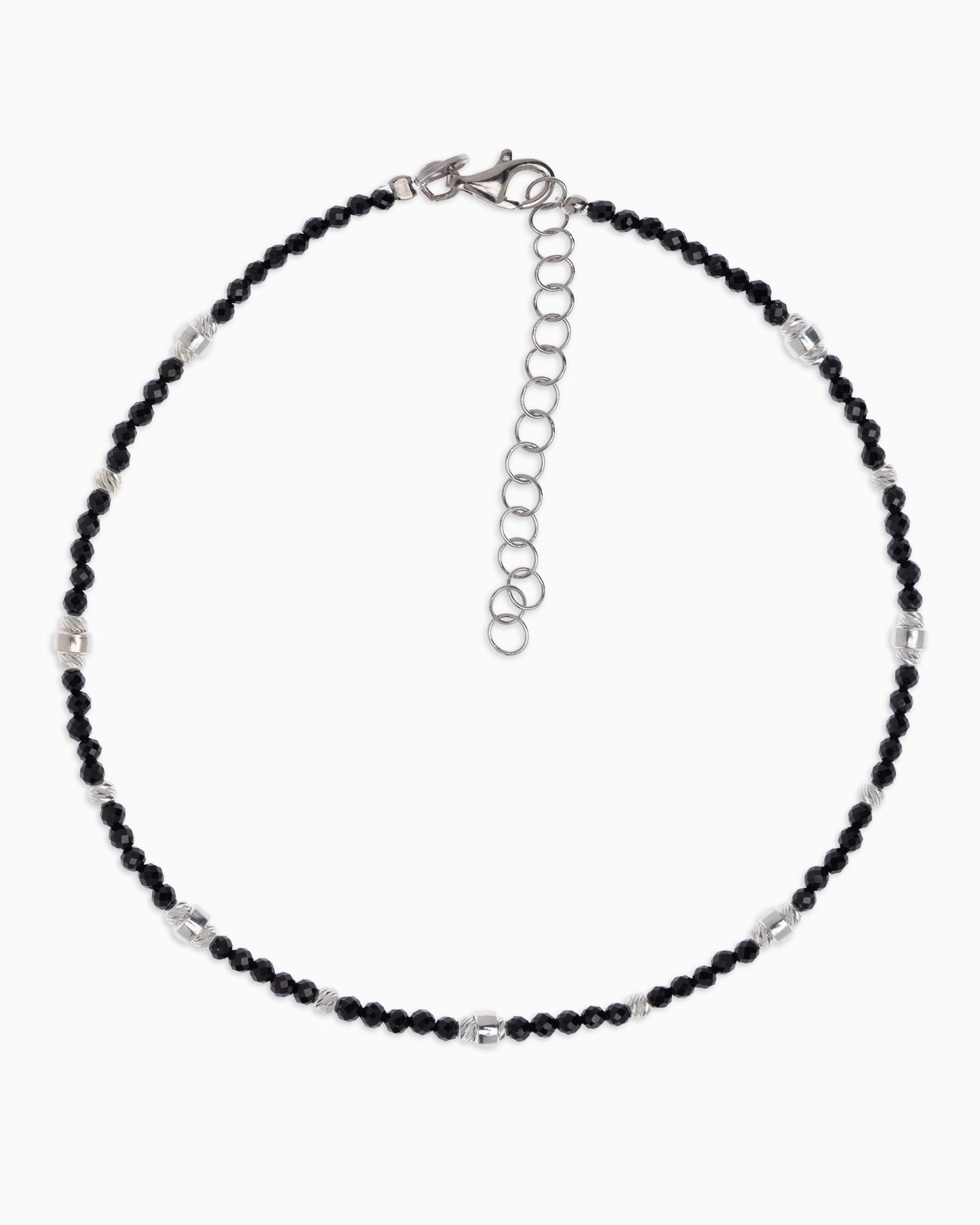 Women's anklet faceted black spinel Silver – Alary Era Collection