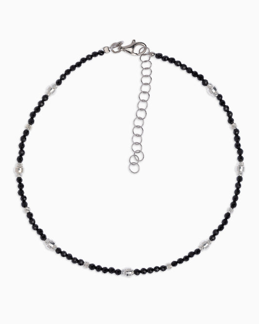 Women's anklet faceted black spinel Silver – Alary Era Collection
