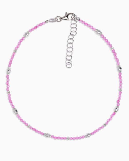 Women's anklet faceted pink zircons Silver – Alary Era Collection