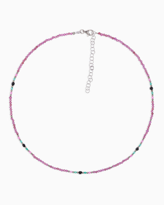 Women's necklace faceted rhodonite garnet Silver – Alary Athena Collection