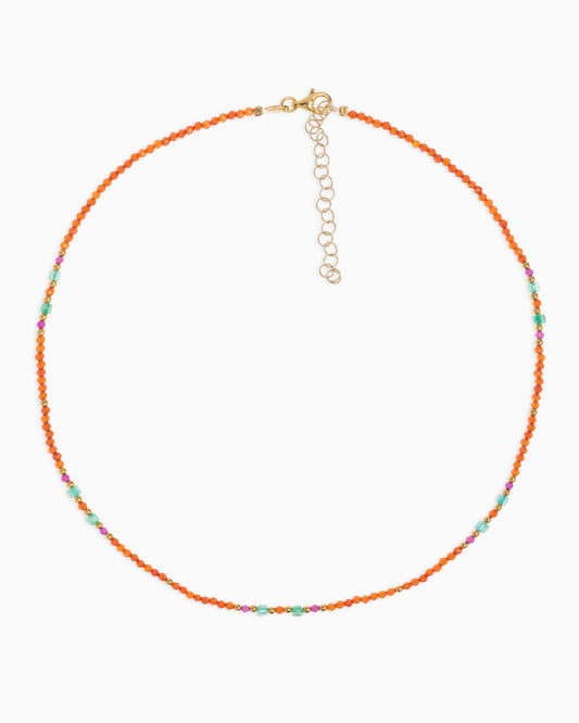 Women's necklace faceted orange zircons Gold – Alary Athena Collection