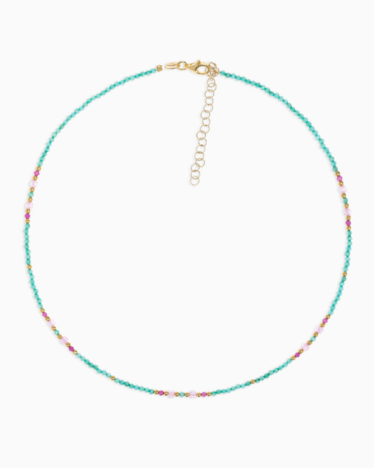Women's necklace faceted tiffany green zircons Gold – Alary Athena Collection