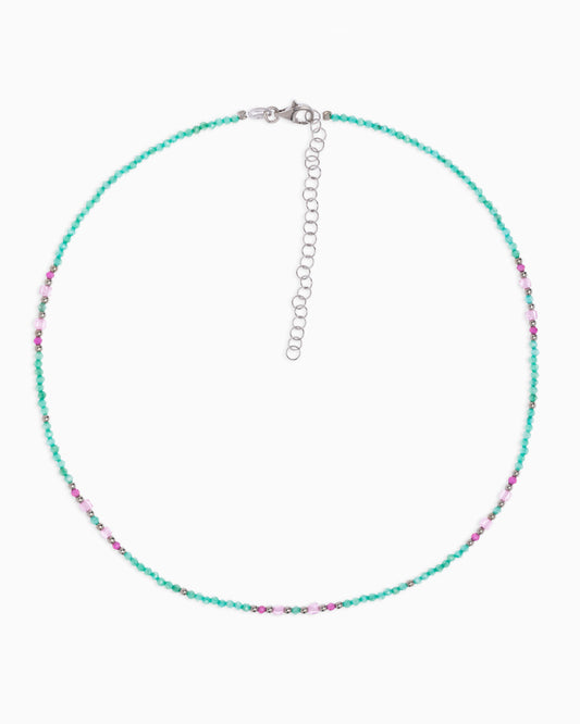 Women's necklace faceted tiffany green zircons Silver – Alary Athena Collection