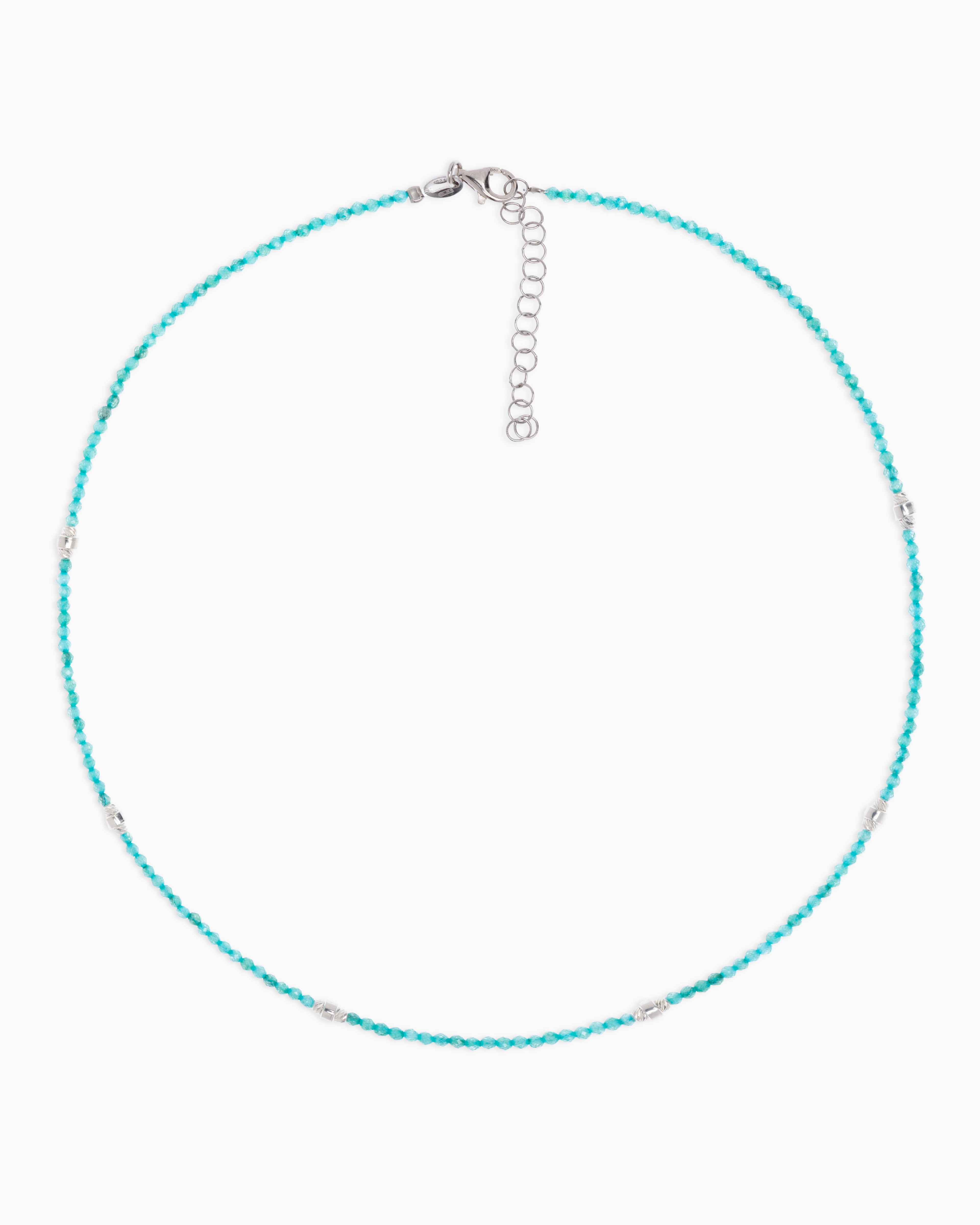 Women's necklace faceted tiffany green zircons Silver – Alary Era Collection