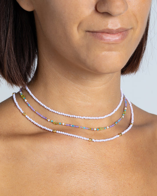 Women's necklace faceted violet zircons Gold – Alary Athena Collection