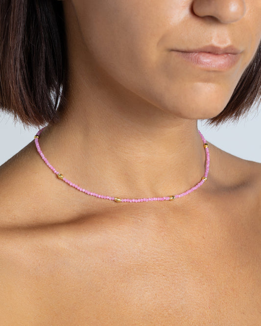 Women's necklace faceted pink zircons Gold – Alary Era Collection