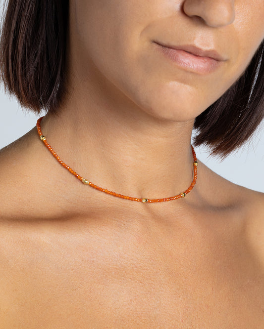 Women's necklace faceted orange zircons Gold – Alary Era Collection
