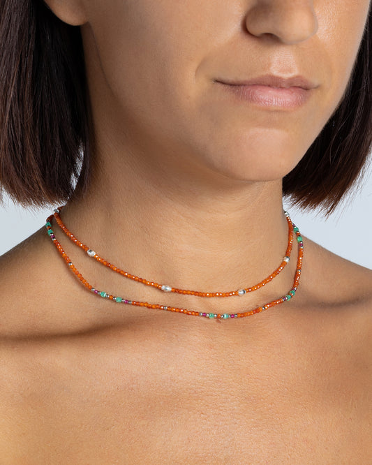 Women's necklace faceted orange zircons Silver – Alary Era Collection