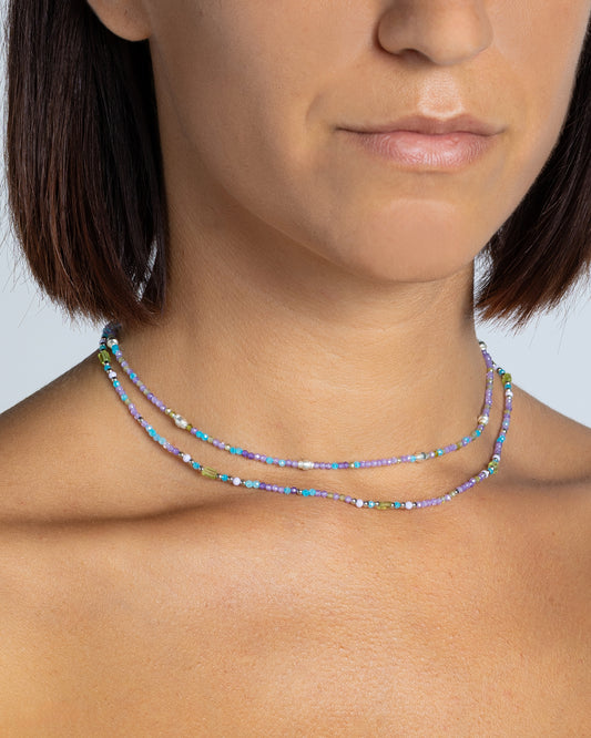 Women's necklace faceted violet zircons Silver – Alary Athena Collection