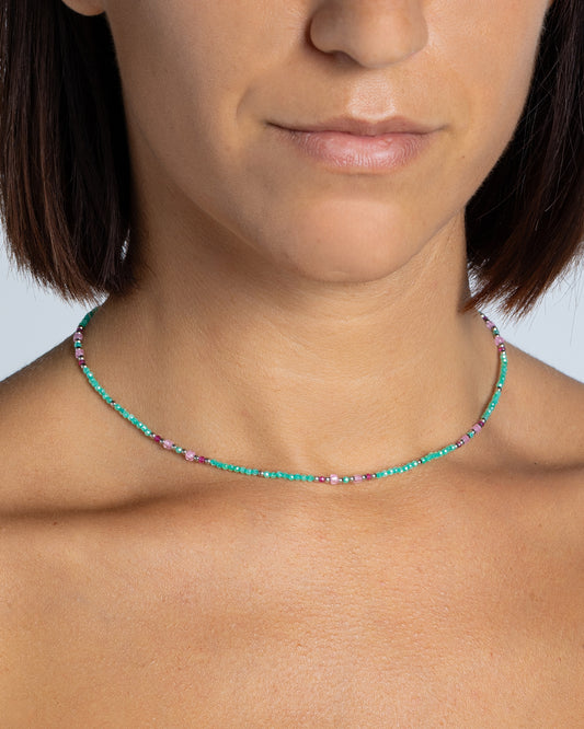 Women's necklace faceted tiffany green zircons Silver – Alary Athena Collection