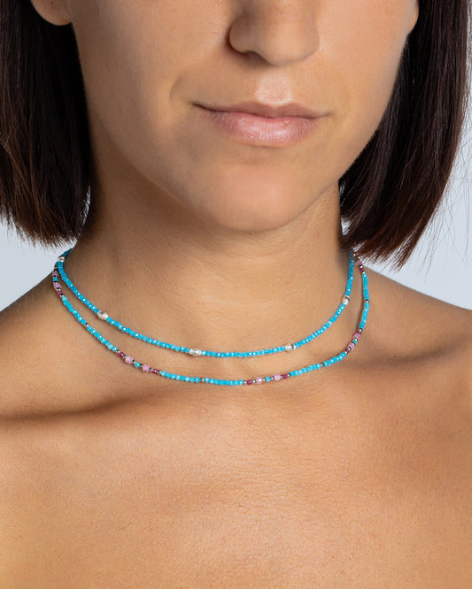 Women's necklace faceted blue zircons Silver – Alary Era Collection