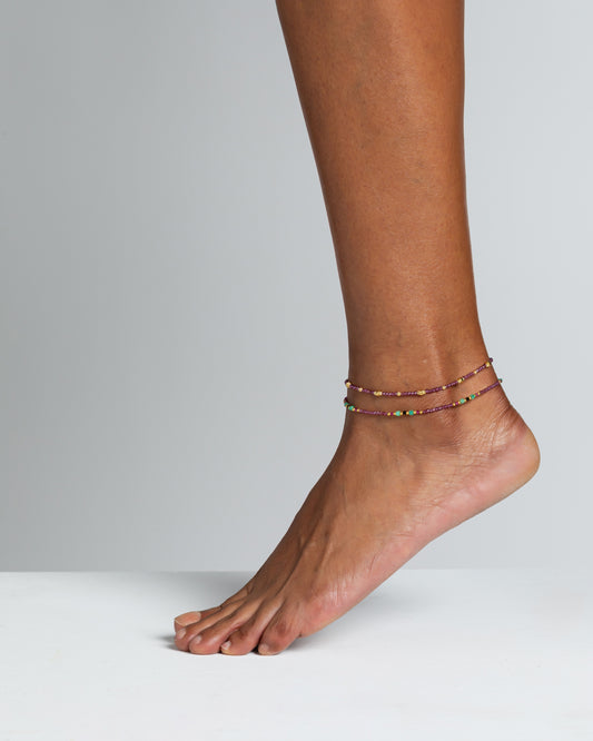 Women's anklet faceted rhodonite garnet Gold – Alary Era Collection