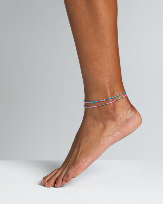 Women's anklet faceted pink zircons Silver – Alary Athena Collection