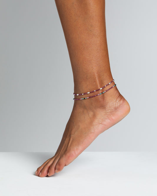 Women's anklet faceted rhodonite garnet Silver – Alary Athena Collection