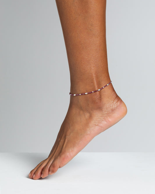 Women's anklet faceted rhodonite garnet Silver – Alary Era Collection