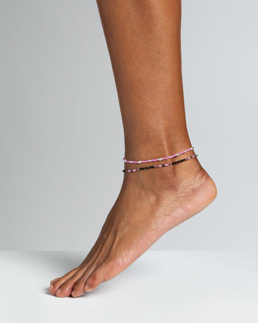 Women's anklet faceted black spinel Silver – Alary Athena Collection