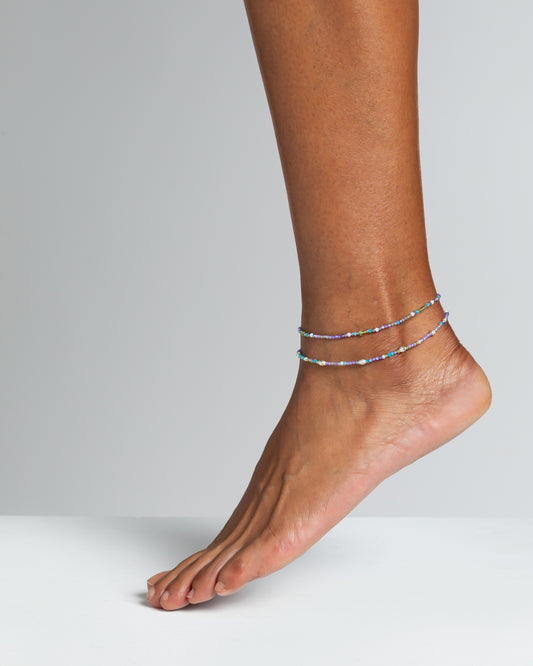 Women's anklet faceted violet zircons Silver – Alary Era Collection