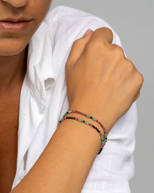 Women's bracelet faceted rhodonite garnet Silver – Alary Athena Collection